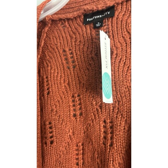 Fortune + Ivy Stitch Fix New! NWT 98$ M burnt orange open crop cardigan Blend - Picture 2 of 4